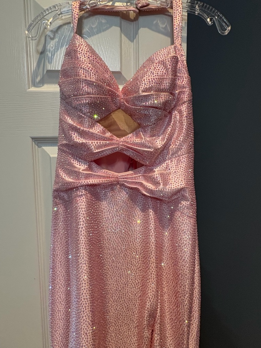 Sherri Hill Pink Sequin Cutout Prom Dress
